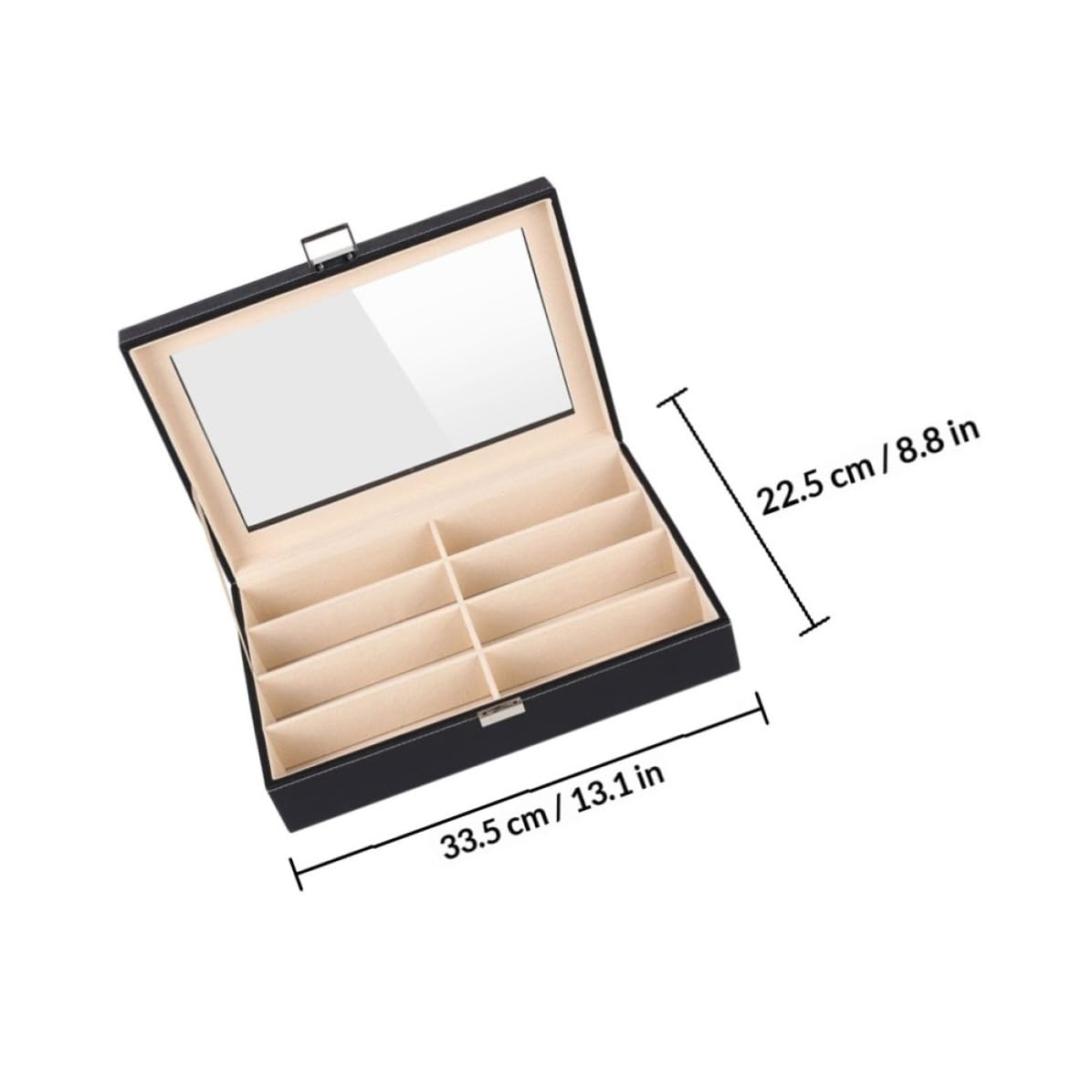 Yardwe Étui pour Lunettes et Montres en Pu Noir, Boîte à Lunettes et Montres, Rangement et Protection, pour Bijoux, Table de Toilette, Usage Personnel