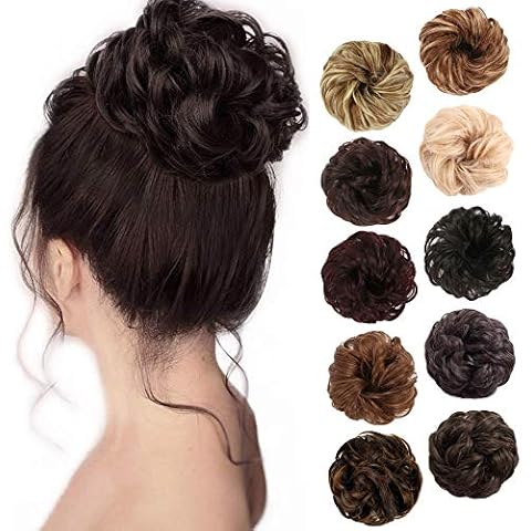 Messy Hair Bun Hair Scrunchies Bun Extension Curly Wavy Messy Synthetic Chignon Updo Hairpiece for Women and Girls Cover