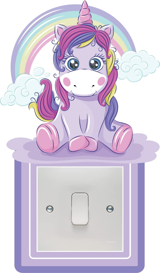 Hodge Creations Rainbow Unicorn Light Switch Surround Art Vinyl Wall Stickers Childrens Bedroom