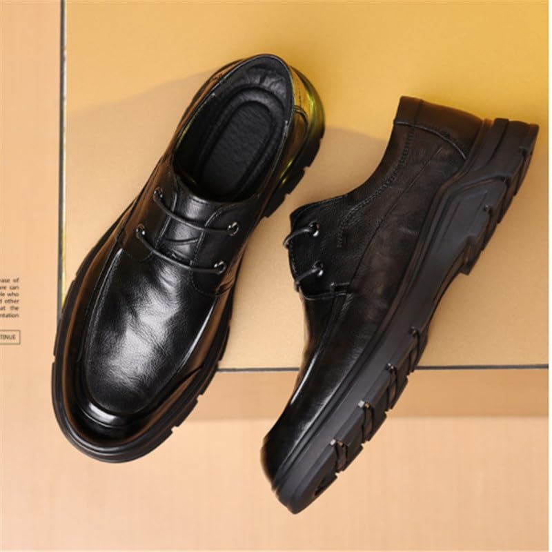 Middle Aged Men's Leather Shoes Thick Soles Business Casual Anti-Slip Wear-Resistant Men Lace Up Comfortable Rubber Soft Sole Shoes4