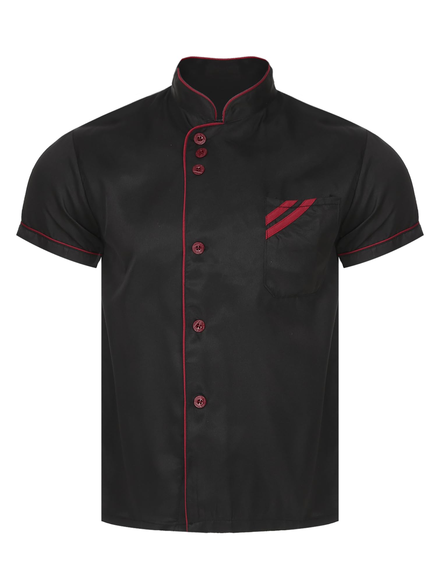 iiniimUnisex Chef Coat Short Sleeve Chef Jacket Uniform Food Service Catering Shirt Cloth Kitchen Cooking Uniform