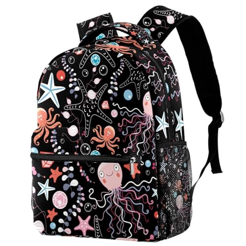 Sac à dos d'école motif étoile de mer et pieuvre multicolore 40cm