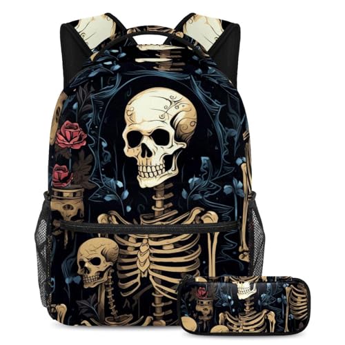 Sac à dos crâne d'horreur idéal pour le lycée les cours de dessin et les sorties urbaines