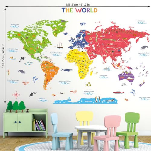 Vinilo Decorativo World Kids Mapa Grande 59x40 pulgadas miniatura 5