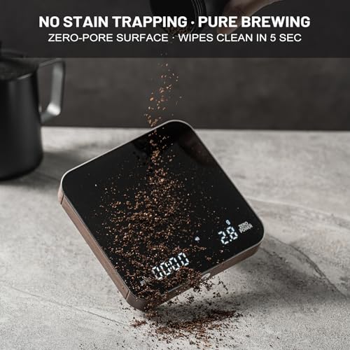 Image of KitchenTour CafeMetric Coffee Scale with Timer 0.1g /2000g - Precision Small Scale for Espresso & Pour Over - Mini Scale with LED Display Recharge Black