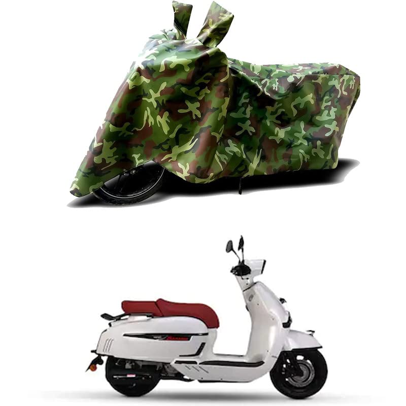 Image of 100% Water Resistant Bike Scooty Two Wheeler Body Cover Compatible for Keeway Sixties 300i BS6 /UV-Rays /Heat Protection /Birds Dropping /Scratchproof /Dust Proof /Waterproof /All [Green MJ]