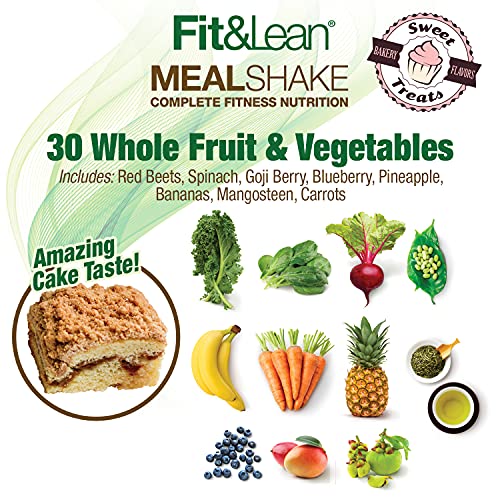 Fit & Lean Meal Shake, Fat Burning Meal Replacement, Protein, Fiber, Probiotics, Coffee Crumb Cake, 1Lb, 10 Servings Per Container #TOP3