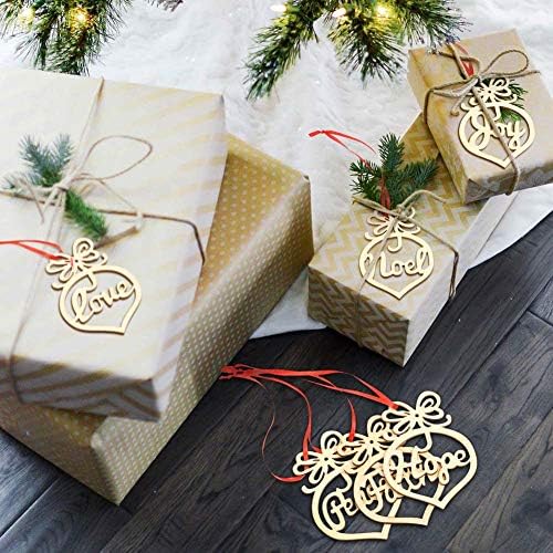 NT-ling Christmas Ornaments, 12 Pieces Wooden Ornaments Christmas Tree Hanging Tags Pendant Embellishments Crafts Decor for Xmas Tree Holiday Wedding Valentine's Day Decorations Gift