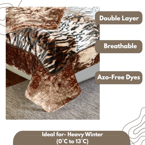 Image of Petals Dreams Blanket Single Bed for Heavy Winter,1100 GSM, 2 Ply, Cloudy Mink Blanket (170x230 cm) (Leopard 03)