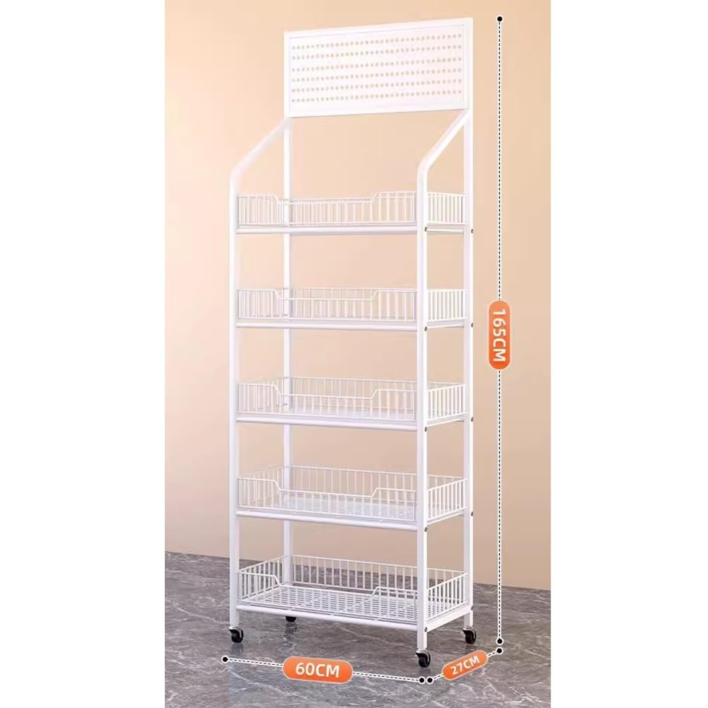 Scaffali Sto a 4/5 ripiani, espositore bianco per la casa, facile da montare, perfetto per articoli domestici e riordinare (60 x 27 x 165 cm)