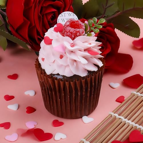 Image of Heart Sprinkles For Cake Decorating, Red Pink and White Edible Hearts