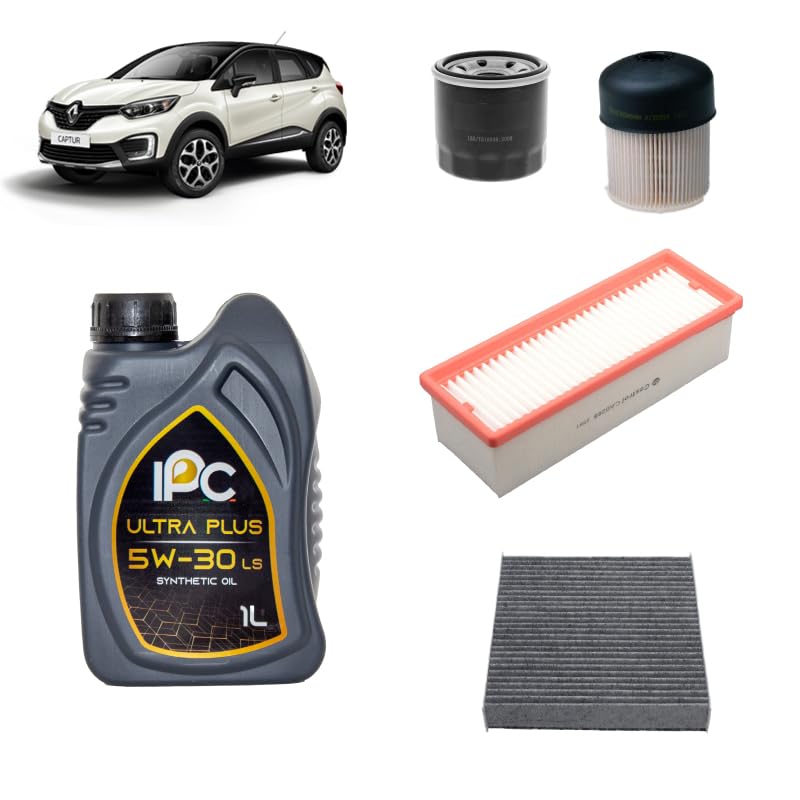 Kit tagliando 4 filtri + 5L olio 5W-30 IPC LS compatibile con Renault captur i 1.5 DCI 110 Gasolio 2015+