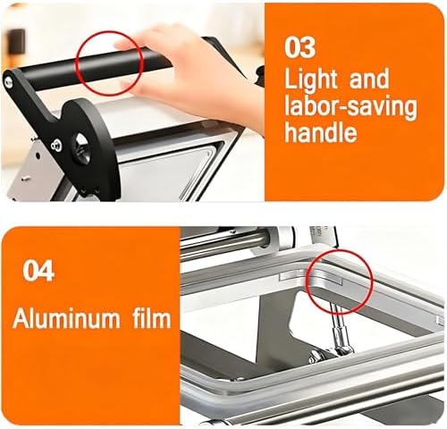 Commercial Stainless Steel Heat Sealer for Vegetables & Sandwiches, Manual Food Packaging Machine, 7-8 Seals/Minute, Perfect for Restaurants & Catering Services