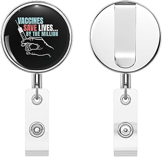 Vaccines Save Lives by The Million Retractable Metal Badge Reel – Heavy-Duty ID Holder Clip for Nurses, Teachers, and Office Workers
