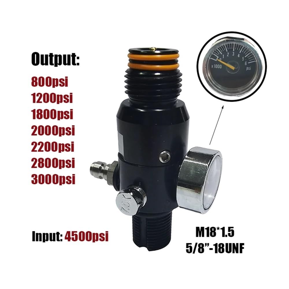 HPA – régulateur d'air, accessoires, Valve de CO2 comprimé, cylindre d'oxygène et d'azote, bouteille de réservoir, entrée 4500psi, sortie 800psi à 3000ps(M18 1800psi)