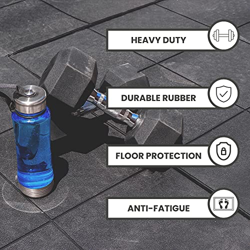 Image of Envelor Interlocking Rubber Tile - Gym Flooring, Commercial Floor Mat, Exercise Equipment Mat, Home Gym, Garage Flooring, Durable Outside Doormat - 90 X 90 Cms, Black