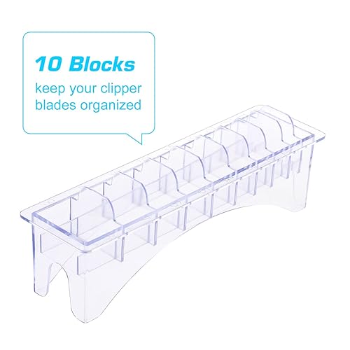 Miniatura 6 de Estuche organizador rectangular para cortar el cabello, peine guía de plástico, caja de almacenamiento de 10 bloques, herramientas universales para