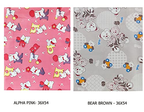 Image of EcoSoft Plastic Sheet,PVC Sheet for Kids,Rubber Sheet for Babies,Bed Wetting Protector(90 x 135 cm) (Alphabet Pink & Bear Brown)