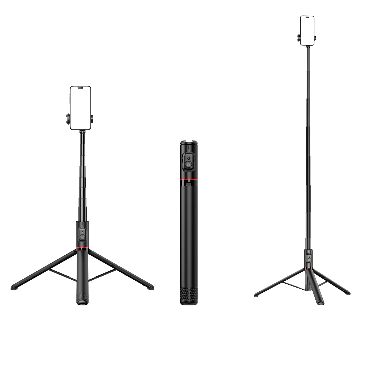 HKXYK 1.83m All-in-One Hidden Design Multi-Functional Stable Tripod Selfie Stick,One-Piece Hidden Simple Design,Cold Shoe Expansion Port, Microphone and Other Accessories