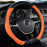D Shape Steering Wheel Cover,Microfiber Leather D Type Steering Wheel Cover Breathable Anti-Slip Fla