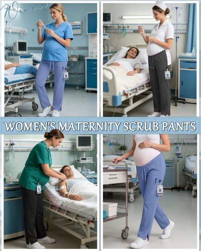 Image of 3 Pack Women's Maternity Scrub Cargo Pants