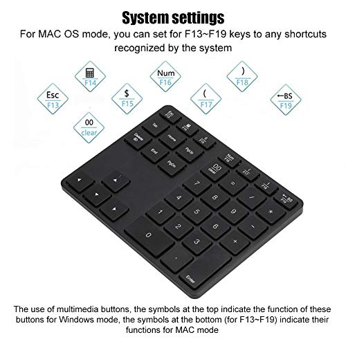 Sxhlseller Tastiera numerica Wireless 35 Tasti Tastiera Ultrasottile Ricaricabile Bluetooth 5.0 per Notebook PC Desktop Portatile(Nero)