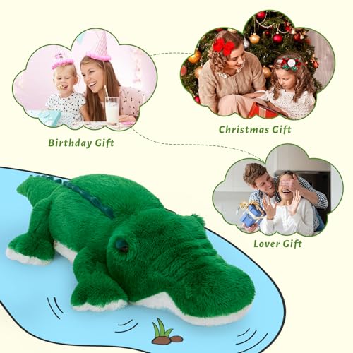 Image of MorisMos 34inch Giant Alligator Stuffed Animal, Soft Fluffy Alligator Plush Toy, Big Stuffed Huge Crocodile Plush Gifts for Kids Boys Girls Brithday