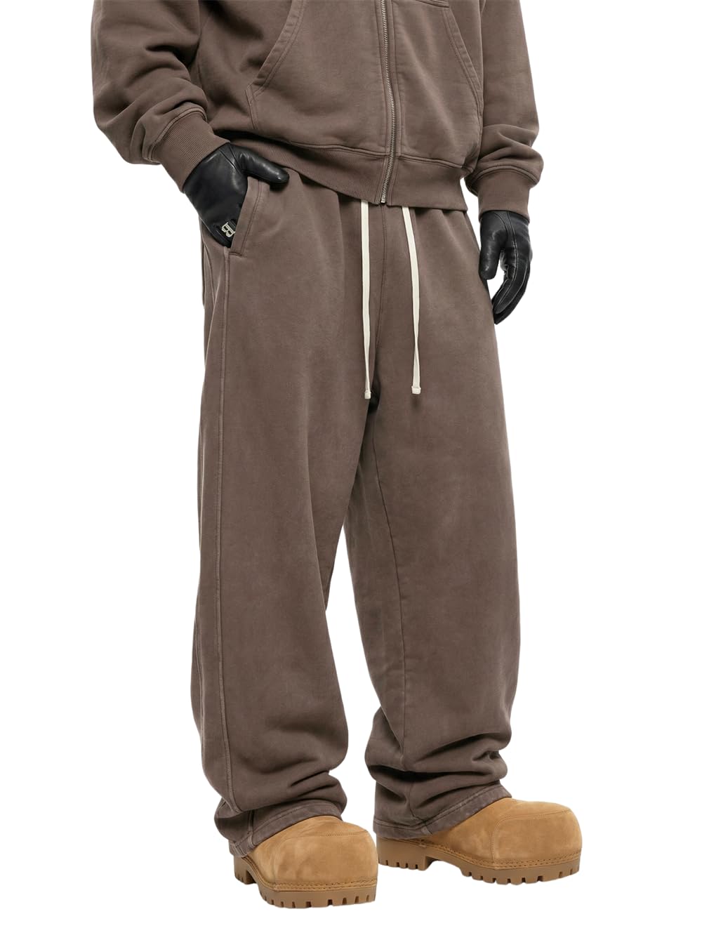 Pantaloni della tuta casual in pile per gli uomini pantaloni vintage lavati con acido vestiti con coulisse pantaloni larghi atletici