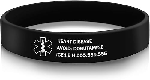 Pulseras de alerta médica personalizadas, de goma de silicona, pulseras de identificación de emergencia, impermeables, personalizadas, grabado, para