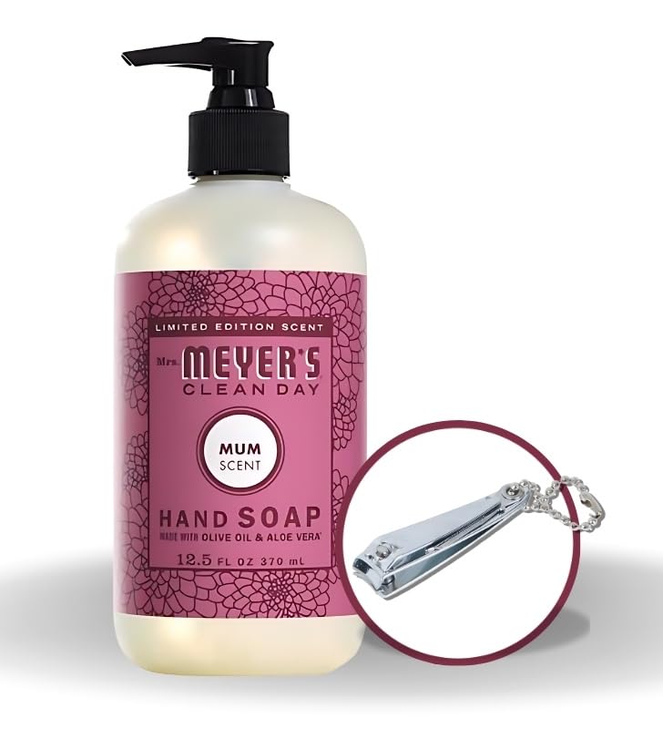 Mrs. Meyer's Clean Day Liquid Hand Soap Bundle - Hand Soap with Aloe Vera - Mrs Meyers Hand Soap - Mrs Meyers Soap - Non Drying Hand Soap - Liquid Hand Soap - Mum Scent - 12.5 oz