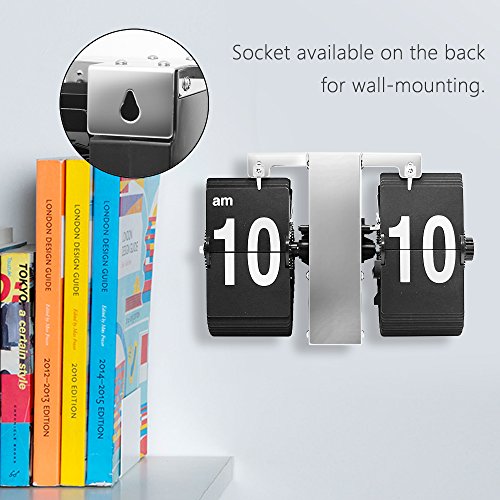 Betus Retro Style Flip Desk Shelf Clock - Classic Mechanical-Digital Display Battery Powered - Home & Office Decor 14 X 5.5 X 3.5 Inches #TOP3