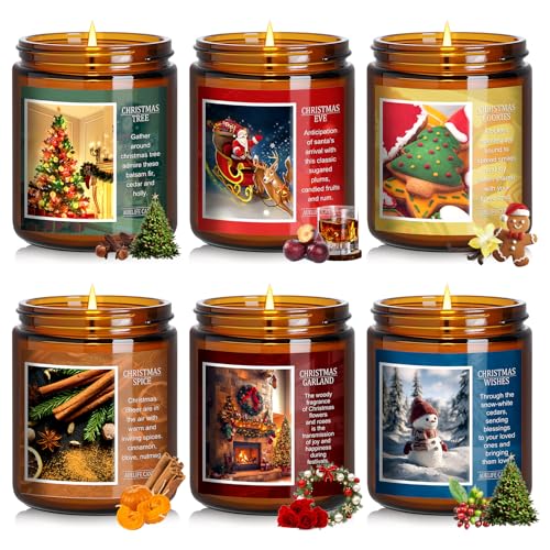 Christmas Candle Gift Set, 6 Pack Holiday Scented Soy Candles