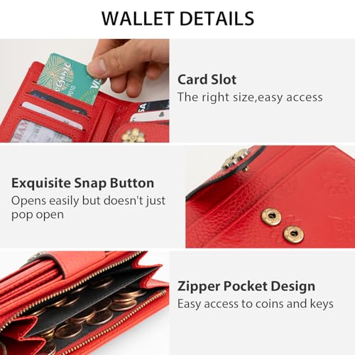Image of XINNSTAR Small Wallet for Women RFID Blocking Leather Trifold Compact Card Wallets Ladies Wristlet Purse with Zipper Coin Pocket ID Window