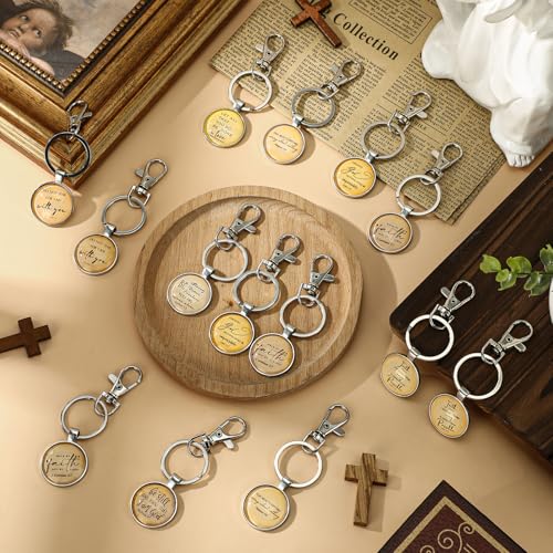 Image of Fumete Christian Keychain Bulk Bible Verse Religious Key Chains Scripture Quote Positive Gift for Women Men Church Pastor
