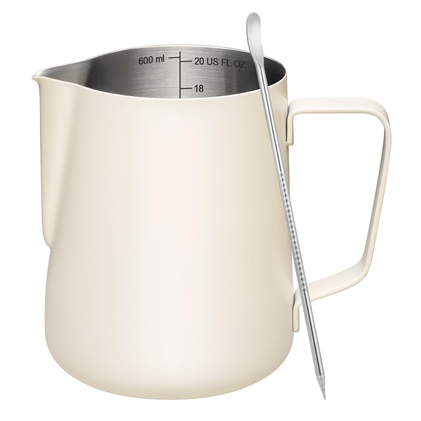 Amrules Milk Frothing Pitcher 20oz Frother Cup Barista Tools, White