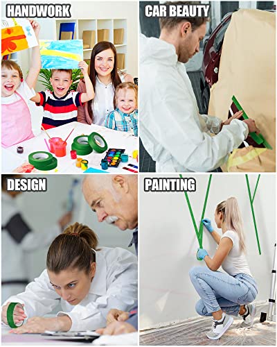 Image of Fainne 20 Pcs Green Painters Masking Tape Bulk 1 Inch x 55 Yard, General Purpose Paint Band Removable Adhesive Tape Multi Surface Roll for Painting Labeling School Supplies