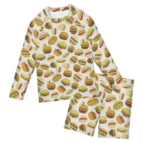 Hamburger Food Toddlers and Baby Boys' Swimsuit Trunk and Rashguard Set B0402703