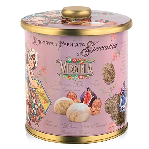 Elegante Barattolo in Latta Amaretti Virginia - Amaretti Soffici ai Fichi e Noci in elegante confezione di Latta