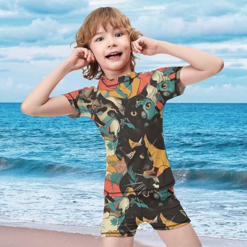 Sphynx Cats PatternChildren's Casual Swimsuit Set - Simple and Versatile9-11Y（140cm）2