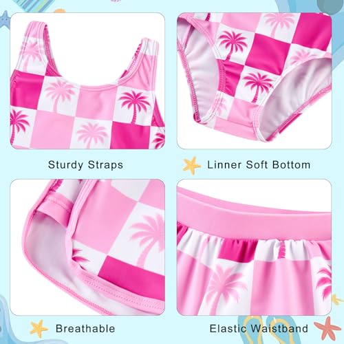Image of TUONROAD Toddler Girls One Piece Swimsuit 2Pcs Bathing Suit Kids Swimwear with Short for 3-9