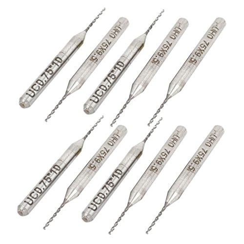 Aexit 10pcs 0.75mm Fuses Tip 3mm Shank Spiral Flute Tungsten Carbide Micro PCB PCB Fuses Drill Bits