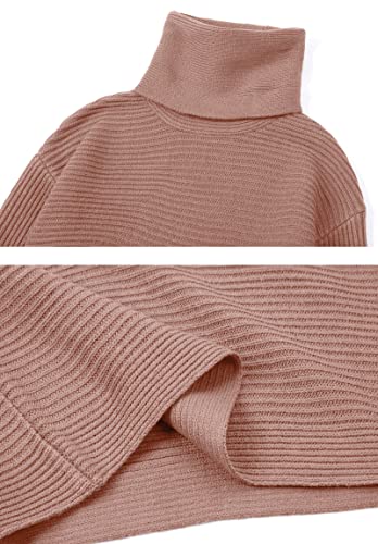 Image of chouyatou Women's Turtleneck 2 Piece Outfits Ribbed Knit Sweater Midi Pencil Skirt Set
