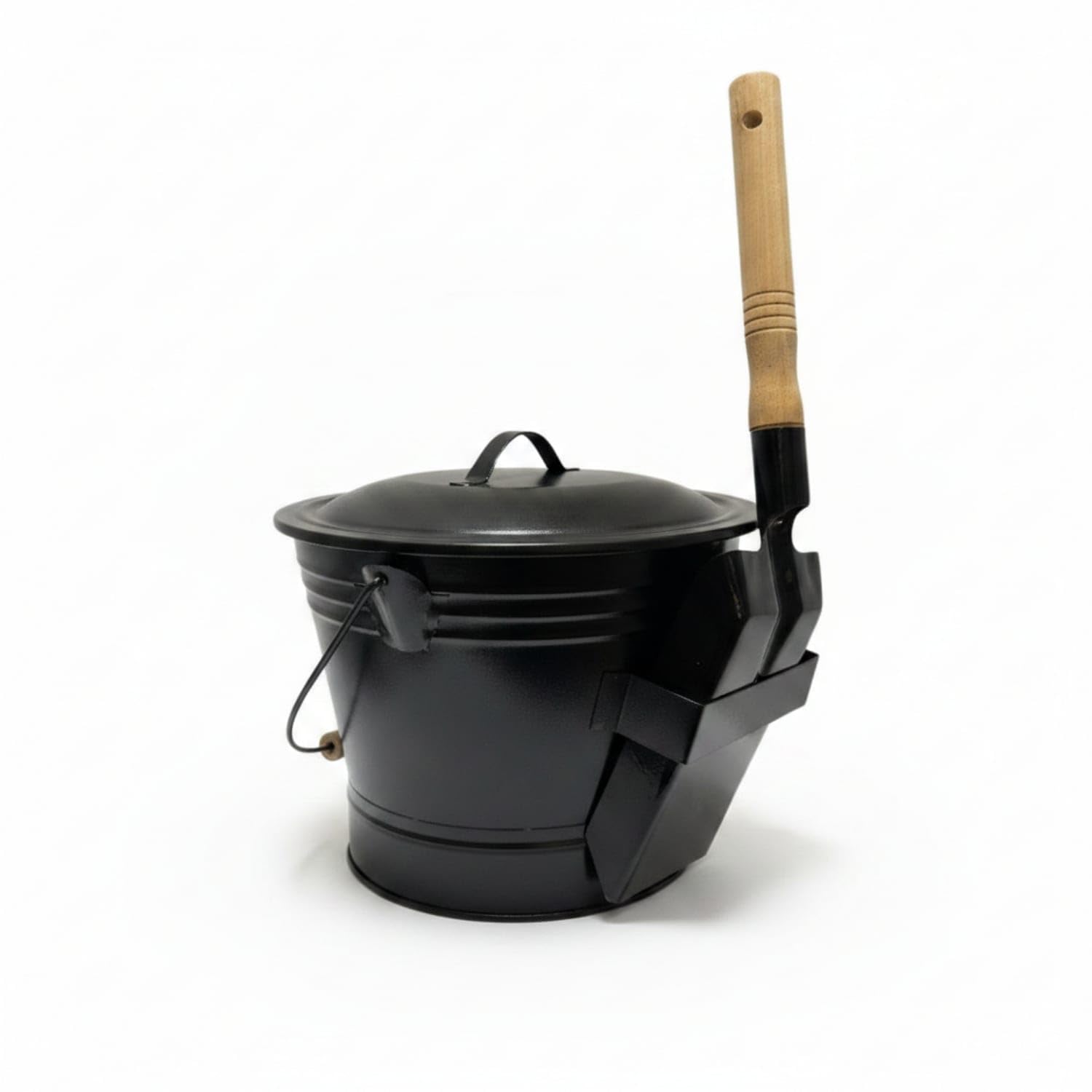 Iron Ash Container with Lid and Shovel Compact Fireplace Container with Lid Metal Wooden Grip for Homeowners, Wood Heater, Hearth, 18-18-31cm|Pokers Tools & Sets|Home & Garden-image-28