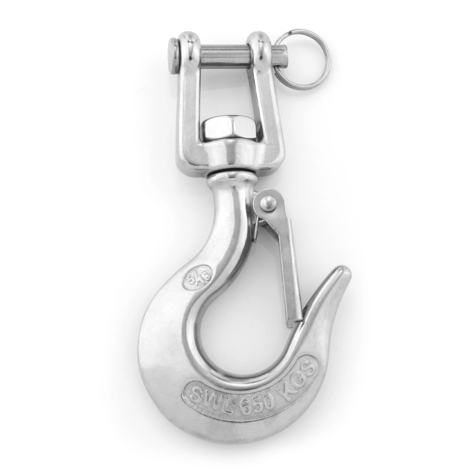 Sdgbcxd 650Kg 304 Stainless Steel Swivel Eye Lifting Hook Load Heavy Duty Lock Rigging Snap Trigger Clevis(650Kg)