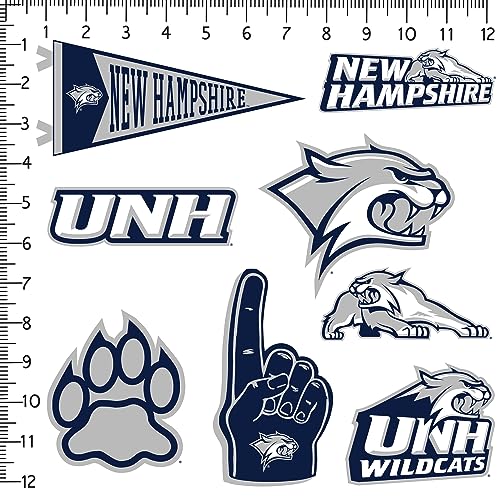 Image of University of New Hampshire 8ct Vinyl Large Deluxe Stickers Variety Pack - Laptop, Water Bottle, Scrapbooking, Tablet, Skateboard, Indoor /Outdoor - Set of 8