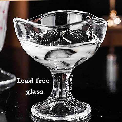 Image of PrimeWorld glass European 120 ml Lotus Ice Cream Bowl, Dessert Cup for Sundae, Sweets,Snacks, Fruit, Pudding, Nuts or Dip, Serving Bowls Set of 6 Pcs Lead Free and BPA Free etc