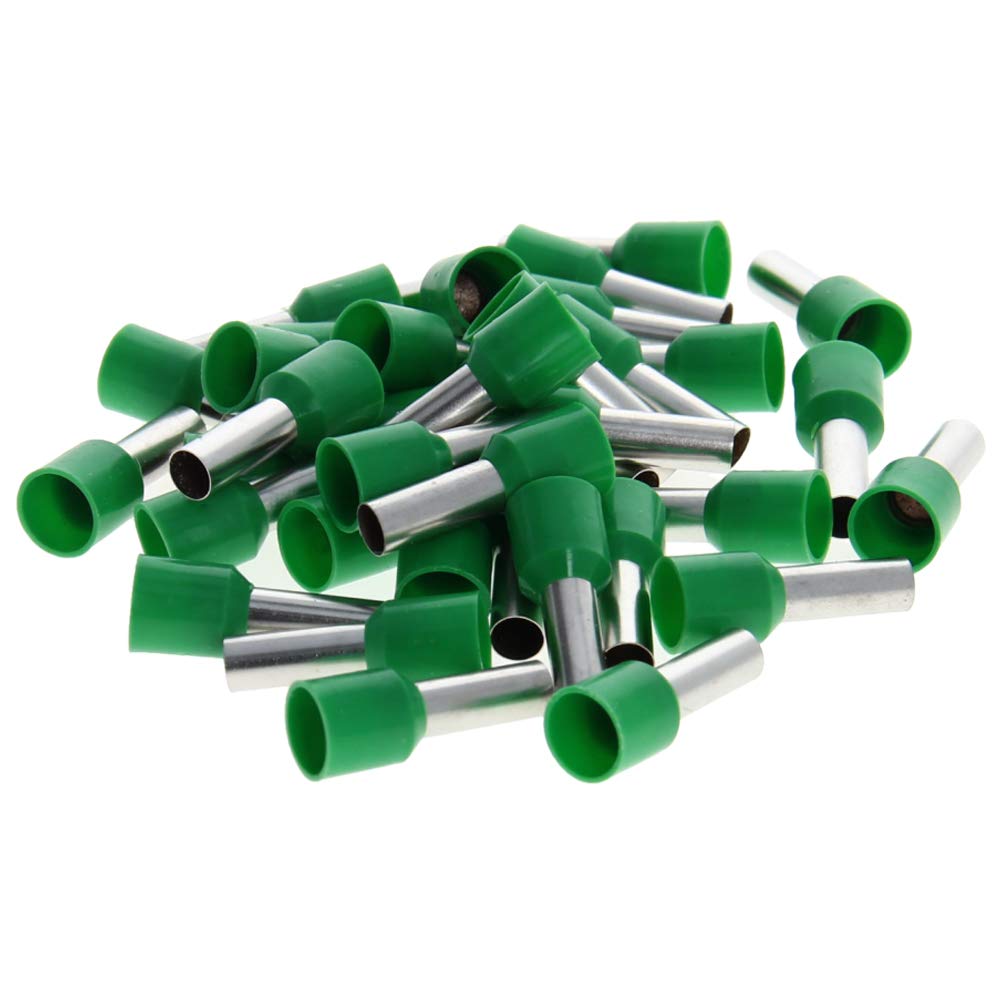Fielect 500Pcs AWG7 Ferrule Crimper Plier Insulated Crimp Pin Terminal Cord End Terminals, Wire Ferrules Terminals, Wire Connector, Insulated Cord Pin End Terminal 10mm² Green
