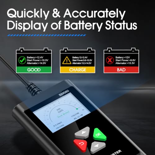 Image of BM560 6V 12V Car Battery Tester, 100-2000 CCA Voltage Tester 2Ah-220Ah Digital Auto Battery Analyzer Internal Resistance Tester Automotive Alternator for Cars /Trucks /Motorcycles /Boats