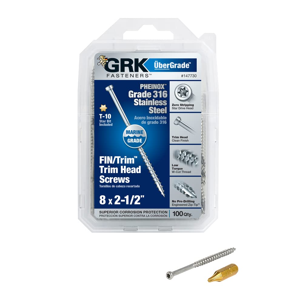 GRK 147730#8 by 2-1/2-inch PHEINOX 316SS Marine Grade Fasteners Handy Pak, (100 per Pack)