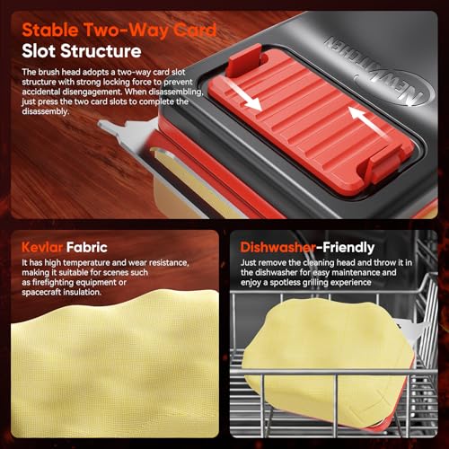 NEWKITCHEN Bristle Free Grill Brush with Scraper, Safe Steam Clean BBQ Grill Cleaner, Long Handle Replaceable Head Grill Cleaning Brush for Outdoor Grill by NEWKITCHEN - Used condition - Image 6